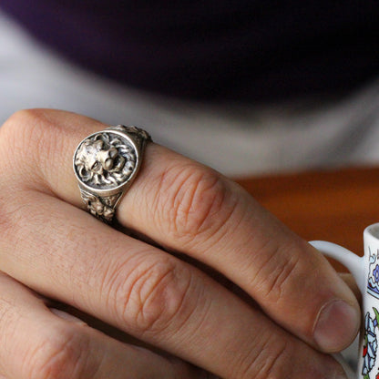 Sterling Silver Signet Lion Ring for Men | Powerful and Timeless Handmade Jewelry