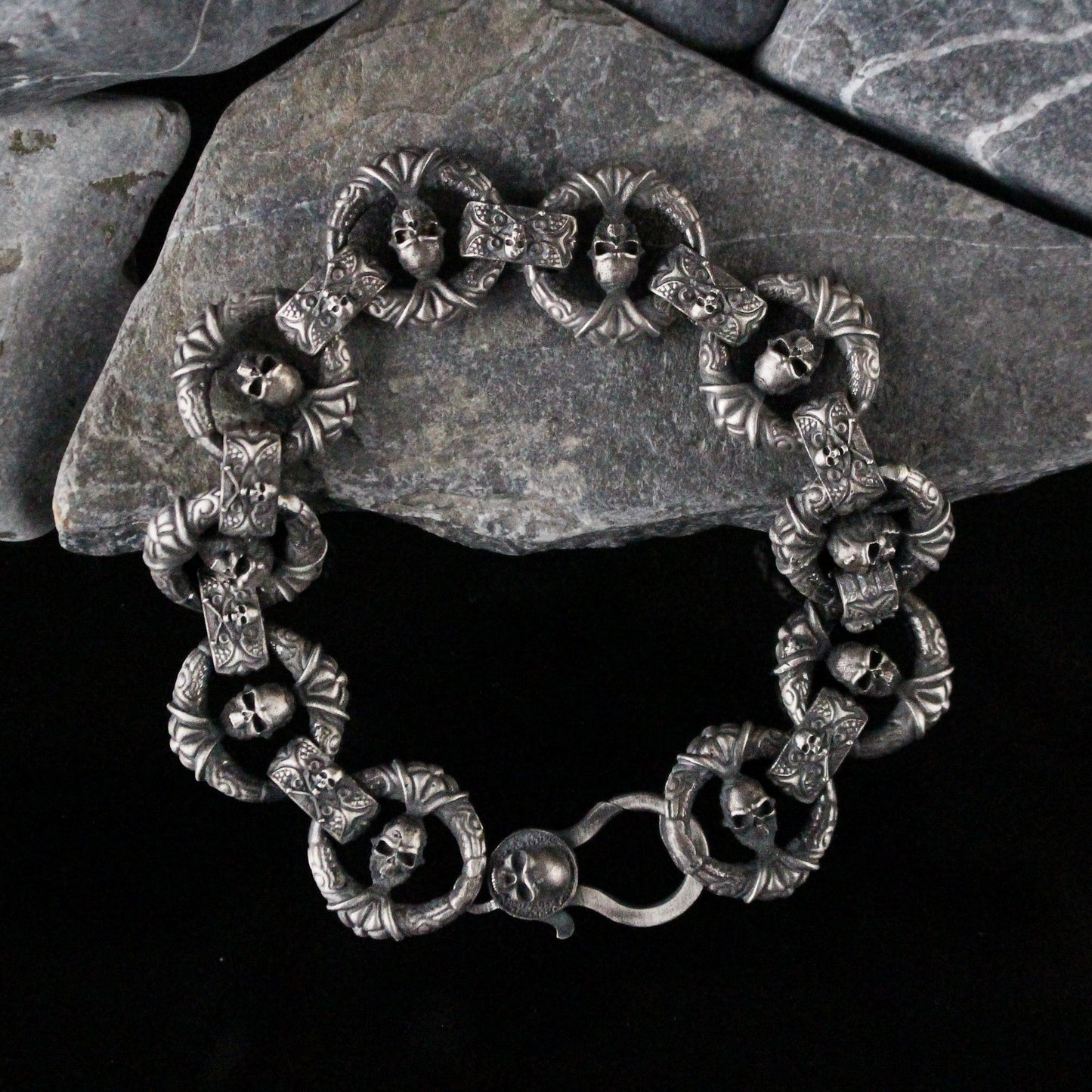 Sterling Silver Skull Bracelet for Men | Bold and Edgy Statement Jewelry