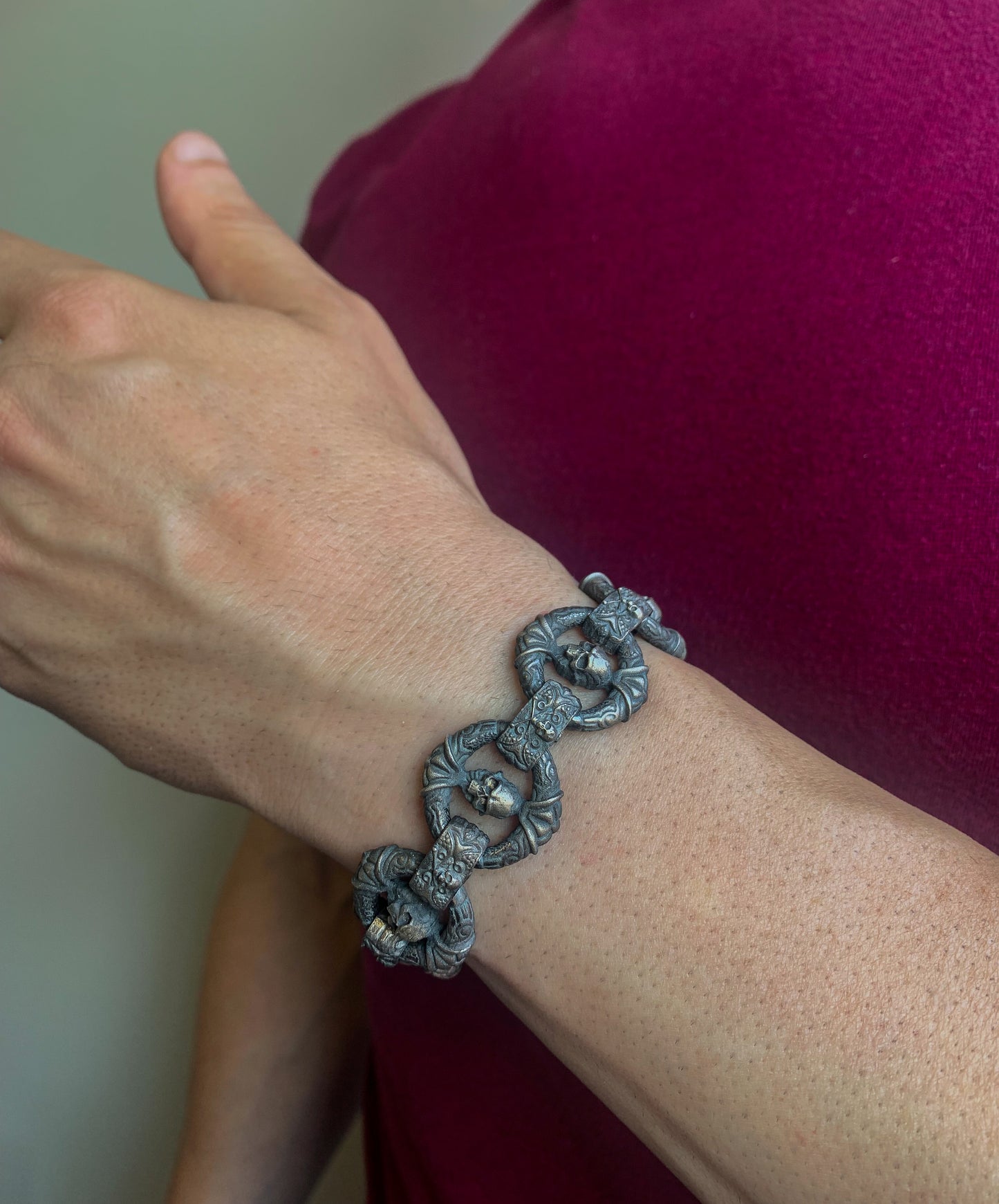 Sterling Silver Skull Bracelet for Men | Bold and Edgy Statement Jewelry