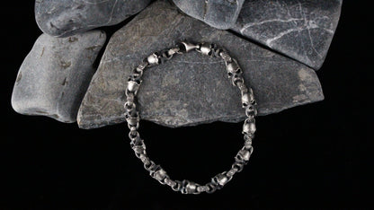 Sterling Silver Skull Bracelet for Men | Handmade Intricate Skull Jewelry for Men