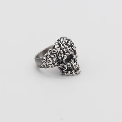 Sterling Silver Skull Ring with Unique Naked Human Figure Design | Artistic Gothic Ring