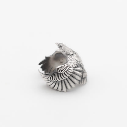 Sterling Silver Winged Eagle Ring for Men | Large Majestic Eagle Ring