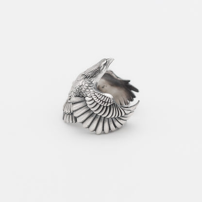 Sterling Silver Winged Eagle Ring for Men | Large Majestic Eagle Ring