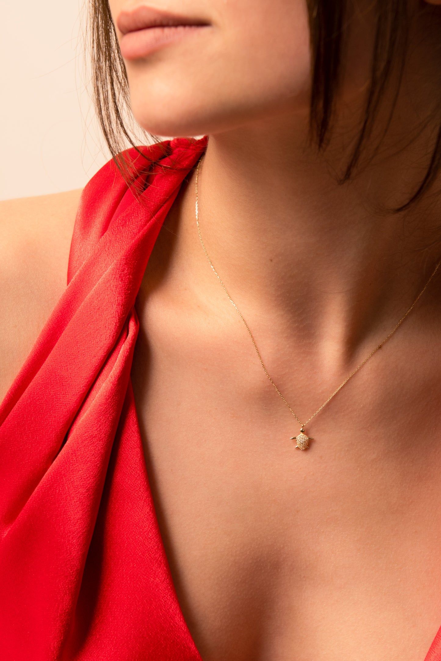 THEO Diamond Turtle Necklace | Sterling Silver & Gold Gemstone Tortoise Pendant