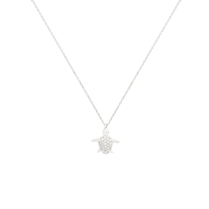 THEO Diamond Turtle Necklace | Sterling Silver & Gold Gemstone Tortoise Pendant