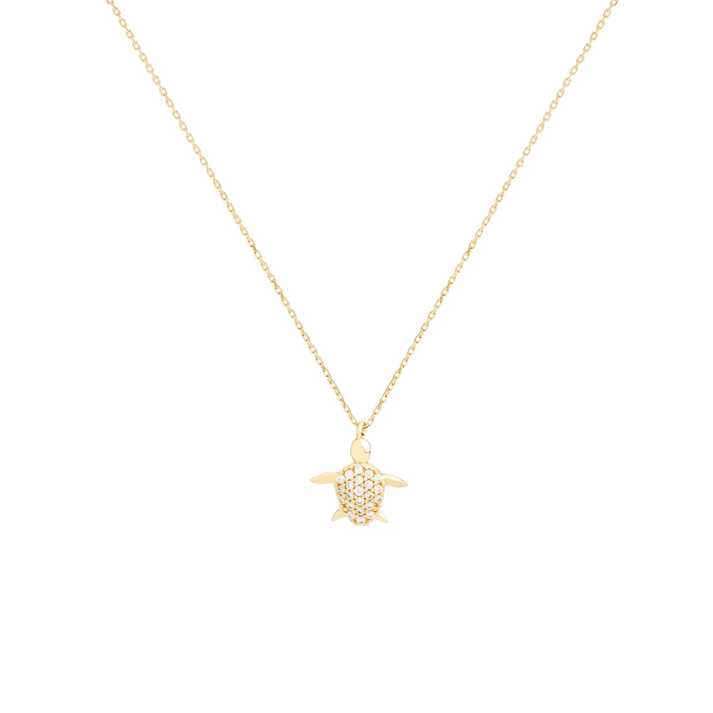 THEO Diamond Turtle Necklace | Sterling Silver & Gold Gemstone Tortoise Pendant