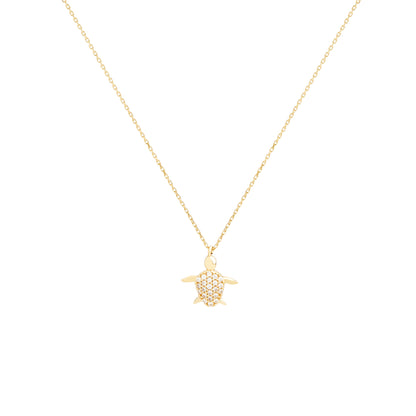 THEO Diamond Turtle Necklace | Sterling Silver & Gold Gemstone Tortoise Pendant