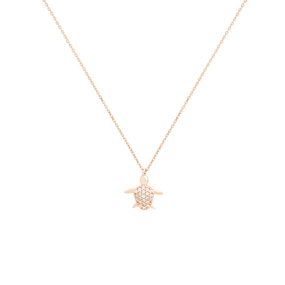 THEO Diamond Turtle Necklace | Sterling Silver & Gold Gemstone Tortoise Pendant