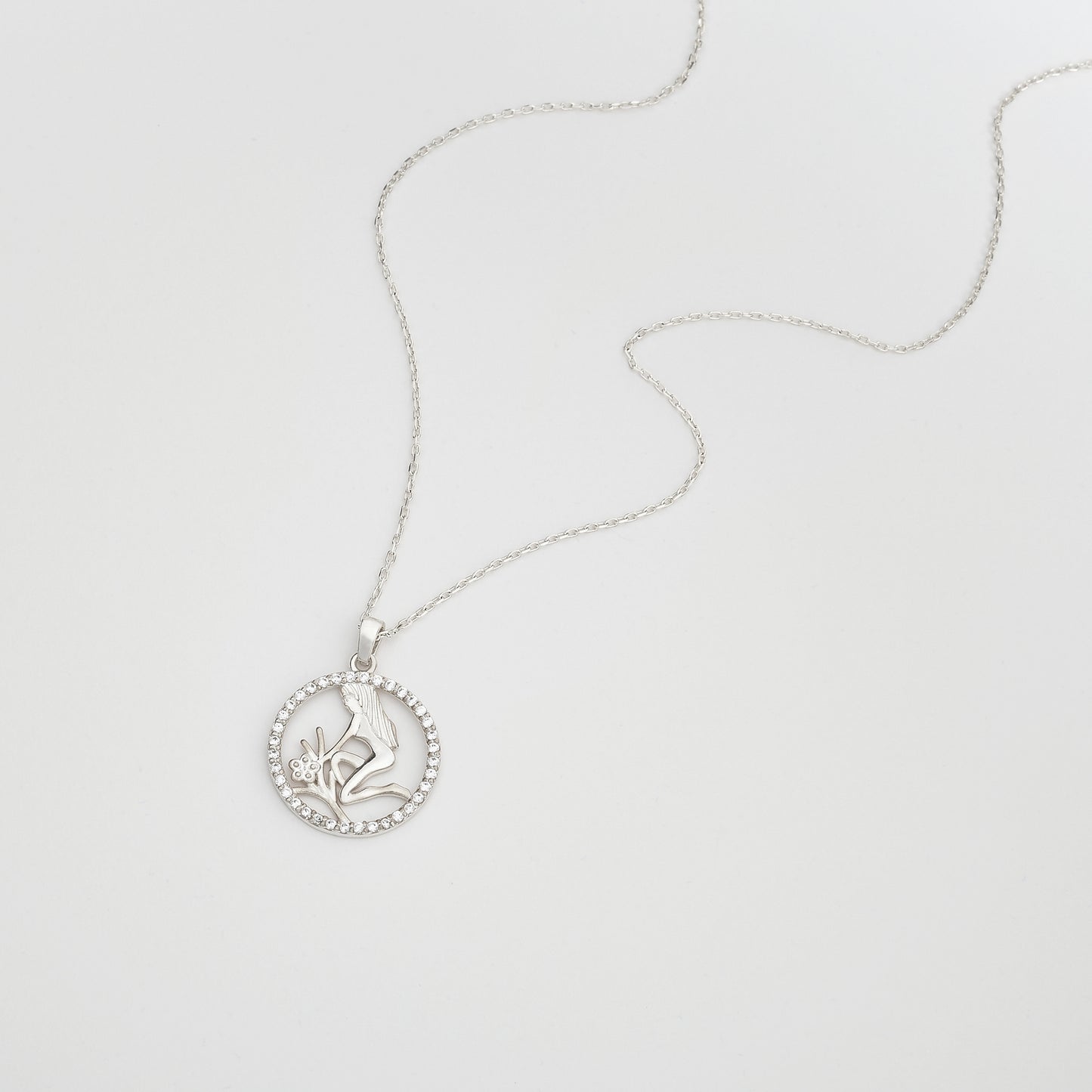 VIRGO Zodiac Coin Necklace | Virgo Symbol Charm Necklace in Silver & Gold with Gemstone