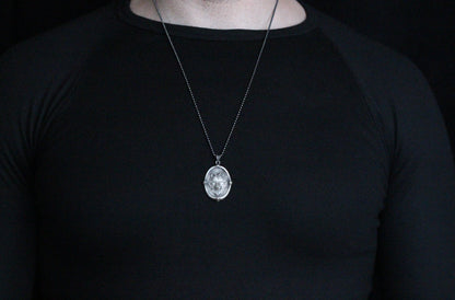 Wolf Head Oval Pendant Necklace in 925 Sterling Silver |  Unique Nature-Inspired Wolf Medallion Necklace