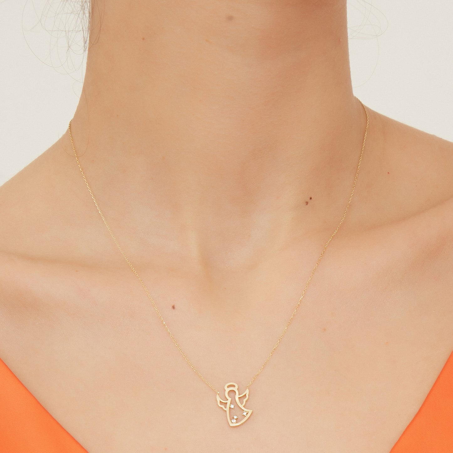 CHRYSTAL 14K Gold Angel Necklace