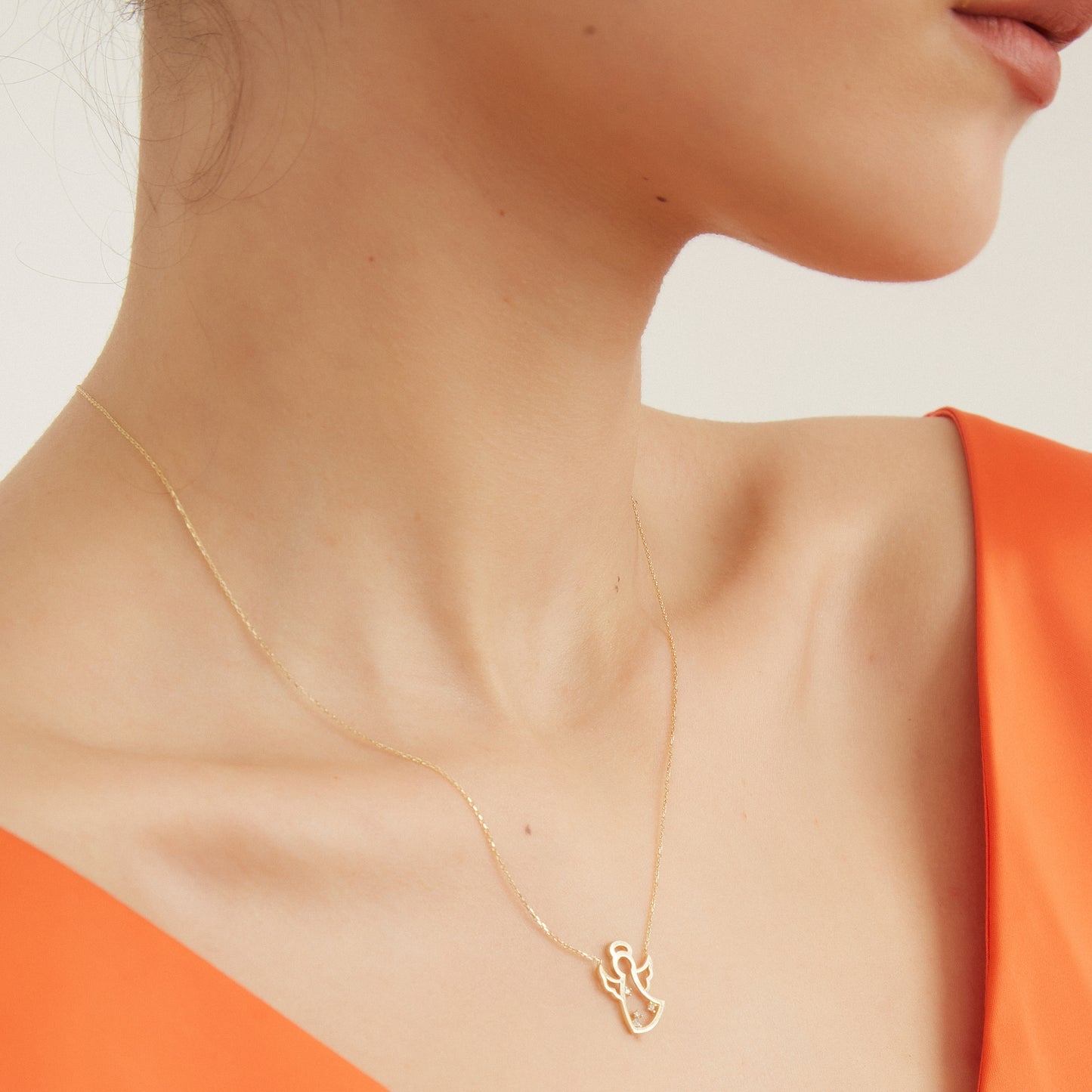 CHRYSTAL 14K Gold Angel Necklace