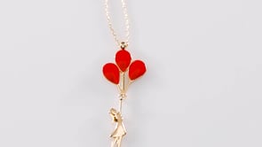 CARMEN 14K Gold Red Balloon Pendant