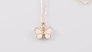 SARA 14K Gold White Butterfly Pendant