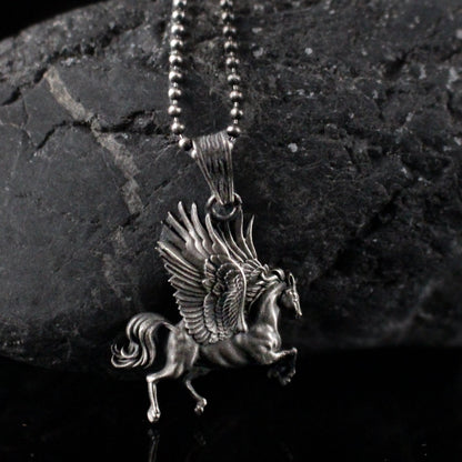 925K Silver Pegasus Necklace, Handmade Pegasus Pendant