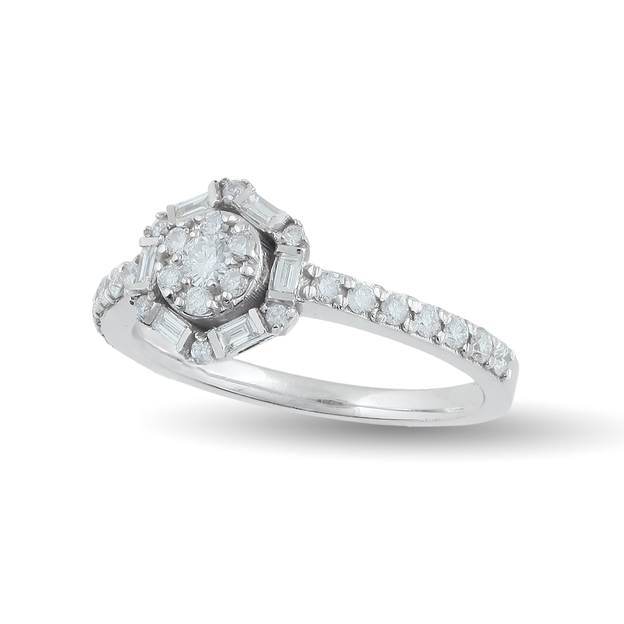 ARIANA Classic Round Halo Diamond Ring in 8K or 14K Solid Gold | Timeless Elegance Design Proposal Ring