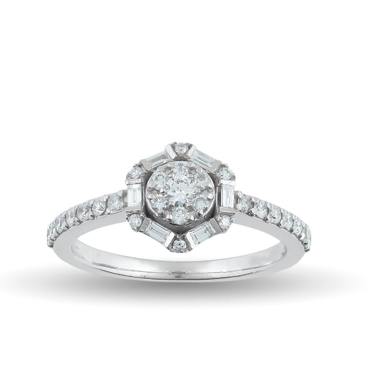 ARIANA Classic Round Halo Diamond Ring in 8K or 14K Solid Gold | Timeless Elegance Design Proposal Ring