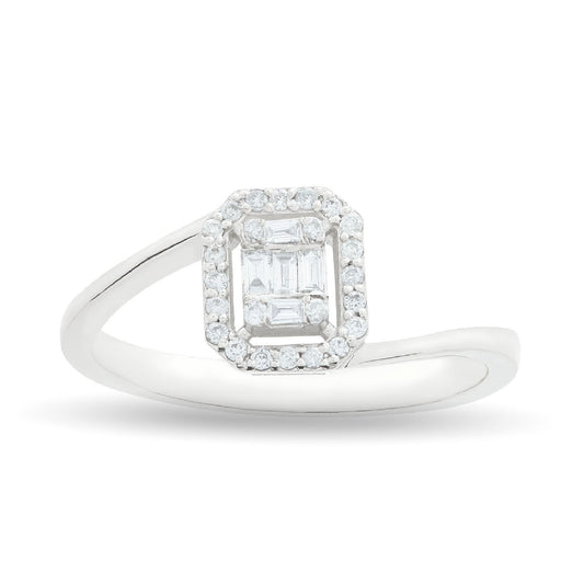 LILLY Modern White Gold Baguette Diamond Ring | 8K or 14K Solid Gold Jewelry