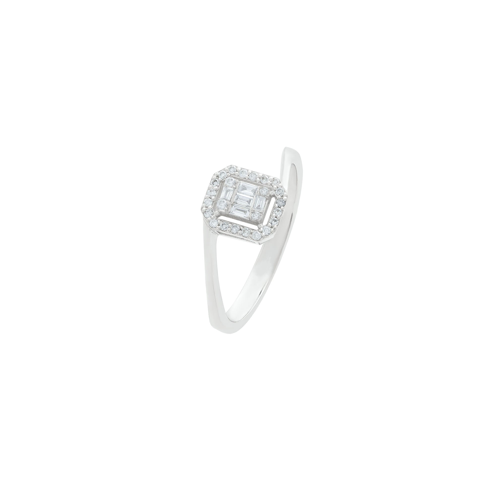 LILLY Modern White Gold Baguette Diamond Ring | 8K or 14K Solid Gold Jewelry
