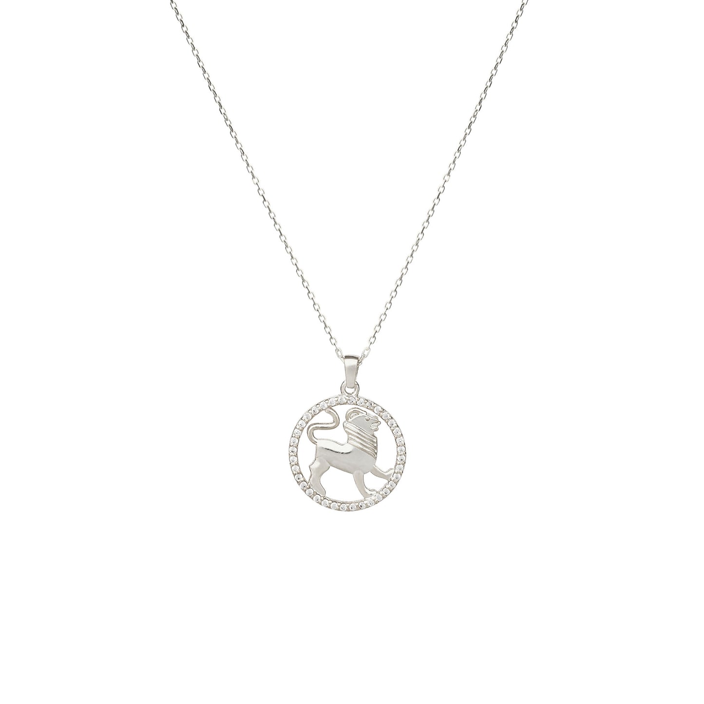 LEO Zodiac Necklace with Halo | Astrology-Inspired Gold & Silver Pendant Featuring Zircon or Diamonds