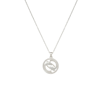 PISCES Zodiac Necklace 14k Gold Diamond 0.22 ct