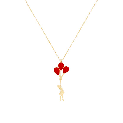 CARMEN 14K Gold Red Balloon Pendant