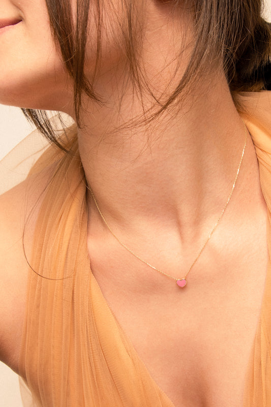 TINKER 14K Gold Pink Heart Necklace