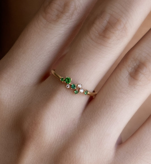 JULIETTE 14K Gold Emerald Cluster Ring