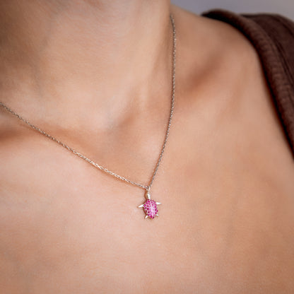 ELLIE 14K Gold Ruby Turtle Necklace