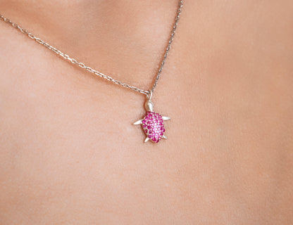 ELLIE 14K Gold Ruby Turtle Necklace