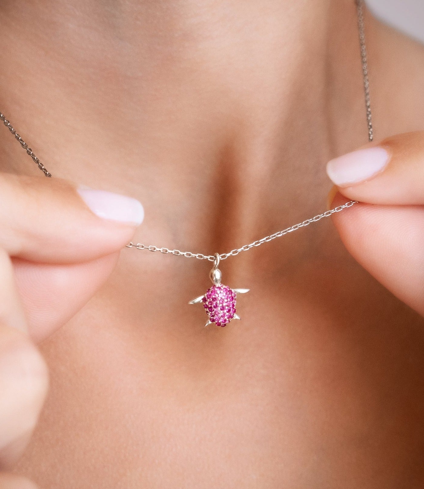 ELLIE Ruby Turtle Necklace | Gold & Silver Pendant with Zircon or Diamond Accents