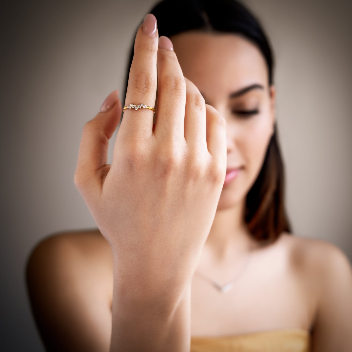 TIARA 14K Gold Marquise Cut Cluster Ring