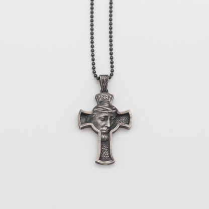 925K Silver Cross Necklace, Christian Medallion, Mens Jesus Necklace