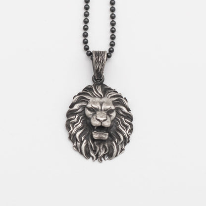 Sterling Silver Lion Necklace, Silver Lion Head Men's Pendant, Lion Head Necklace For Men