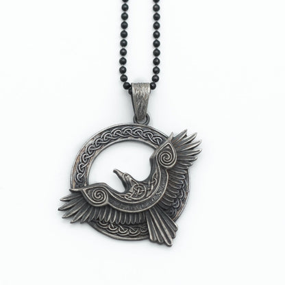 Sterling Silver Phoenix Necklace, Raven Necklace For Men