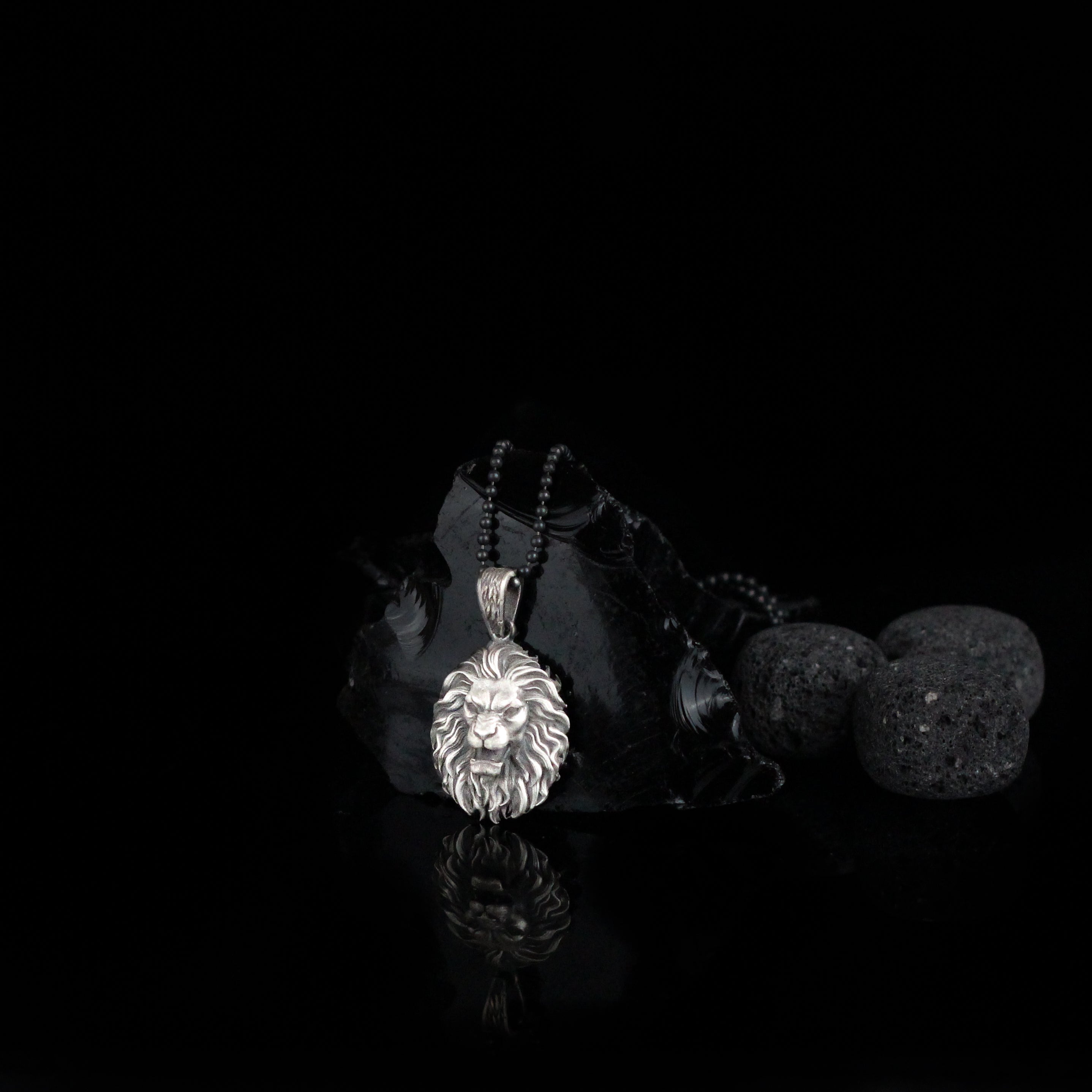 Sterling Silver Lion Necklace, Silver Lion Head Men's Pendant, Lion Head Necklace For Men