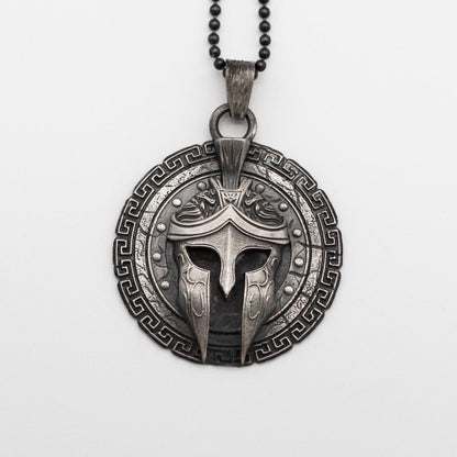 Sterling Silver Spartan Helmet Necklace, Handmade Helmet Medallion