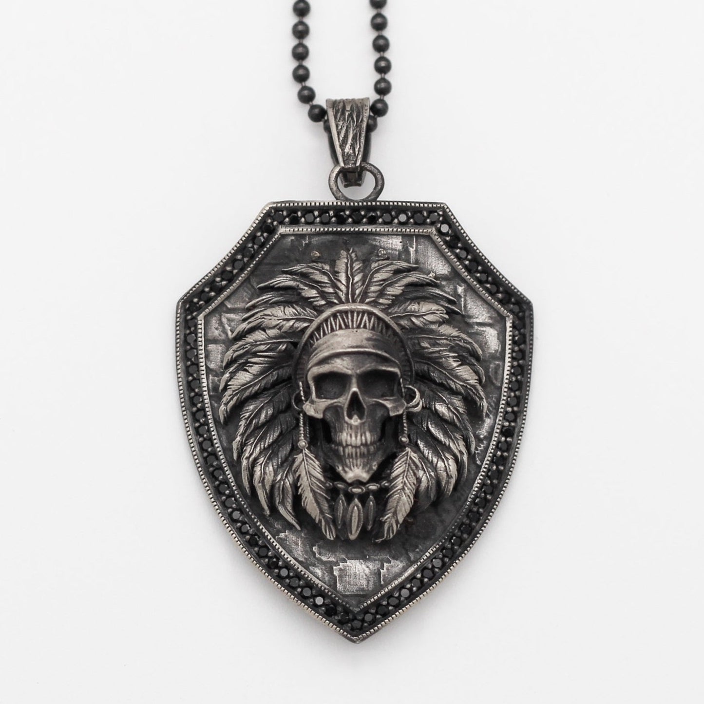 Indian Chief Medallion, Solid Silver Handmade Men Necklace