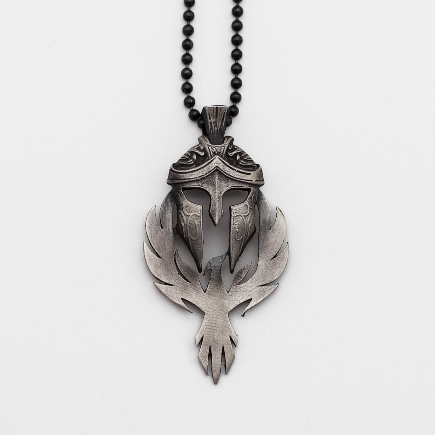 Solid Silver Phoenix and Spartan Necklace, Handmade Phoenix Pendant