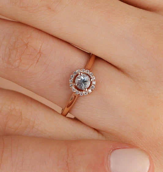 MARINE 14K Gold Blue Engagement Ring