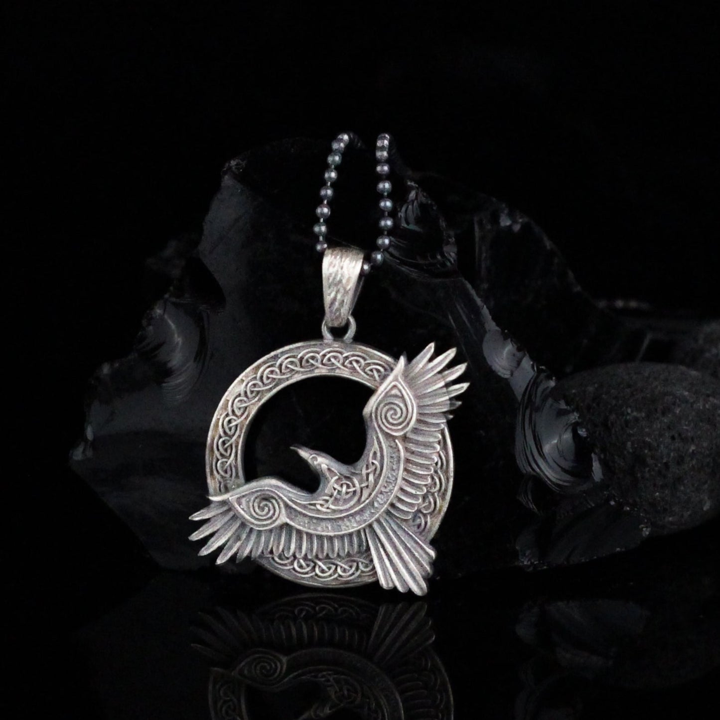 Sterling Silver Phoenix Necklace, Raven Necklace For Men