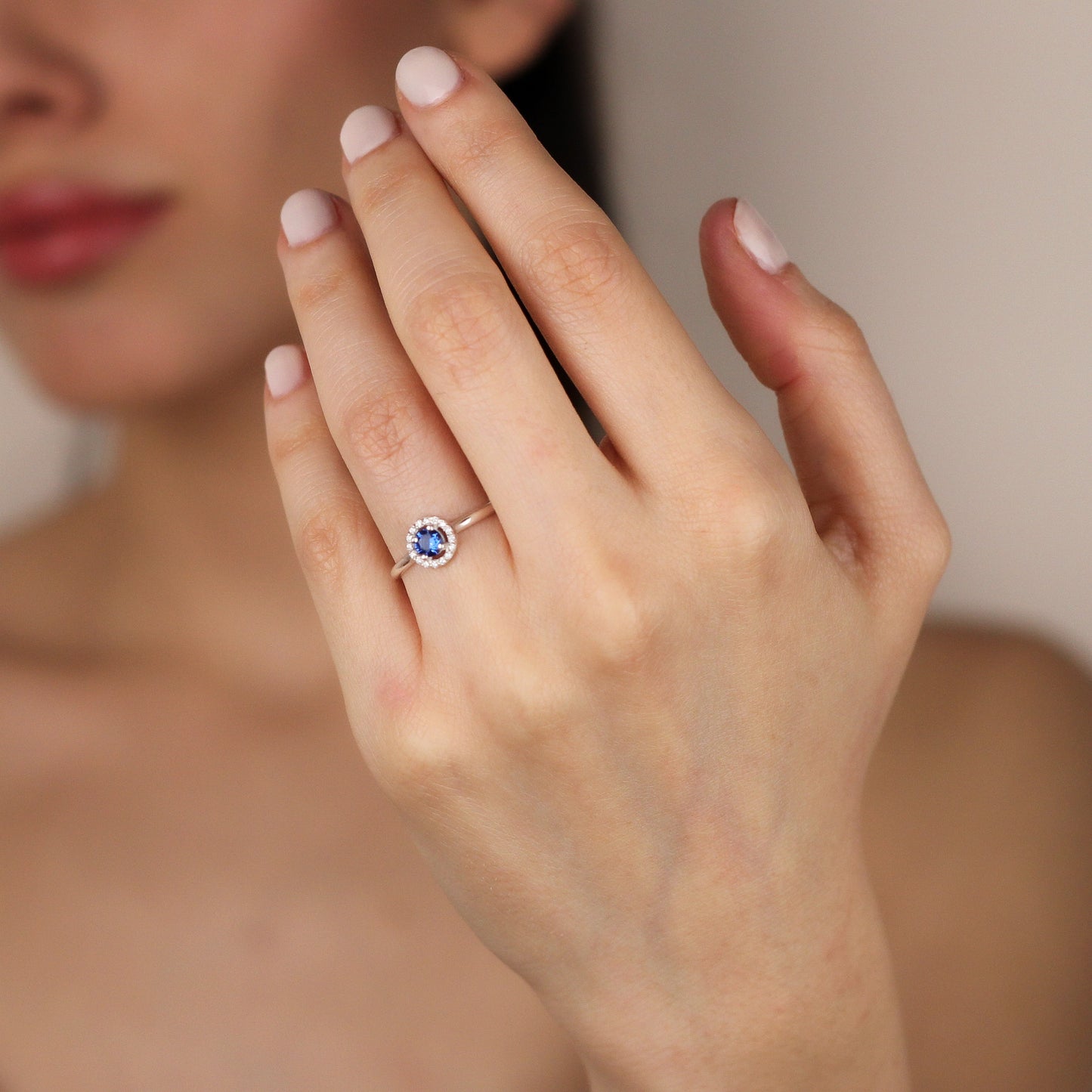 VALENTINA 14K Gold Blue Sapphire Promise Ring