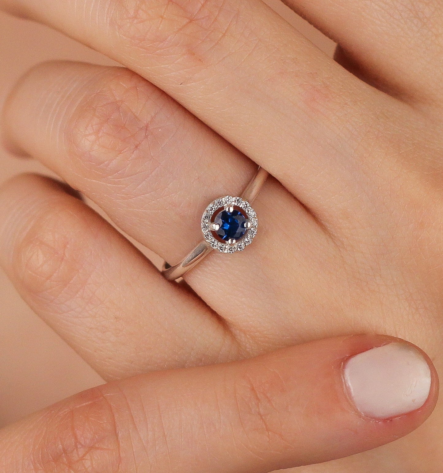 VALENTINA 14K Gold Blue Sapphire Promise Ring