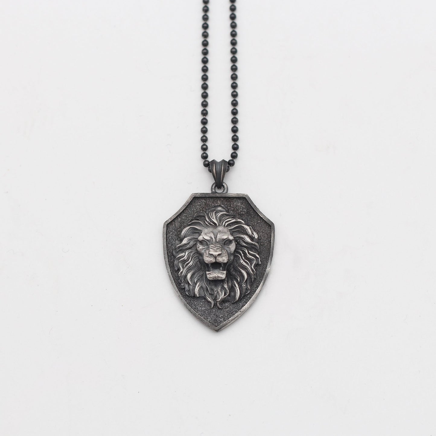 Lion Head Medallion,  Lion Men Necklace, Sterling Silver Men Necklace