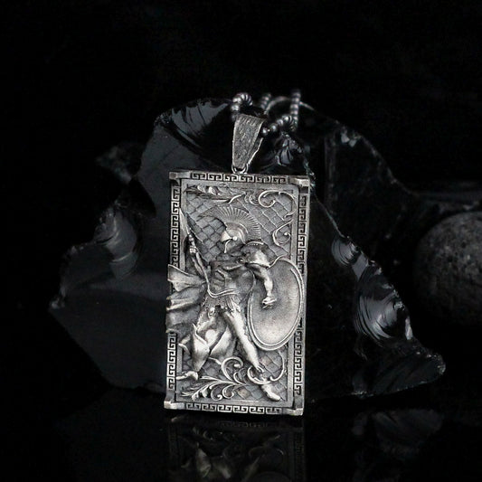 Sterling Silver Roman Warrior Necklace, Handmade Mens Silver Jewelry