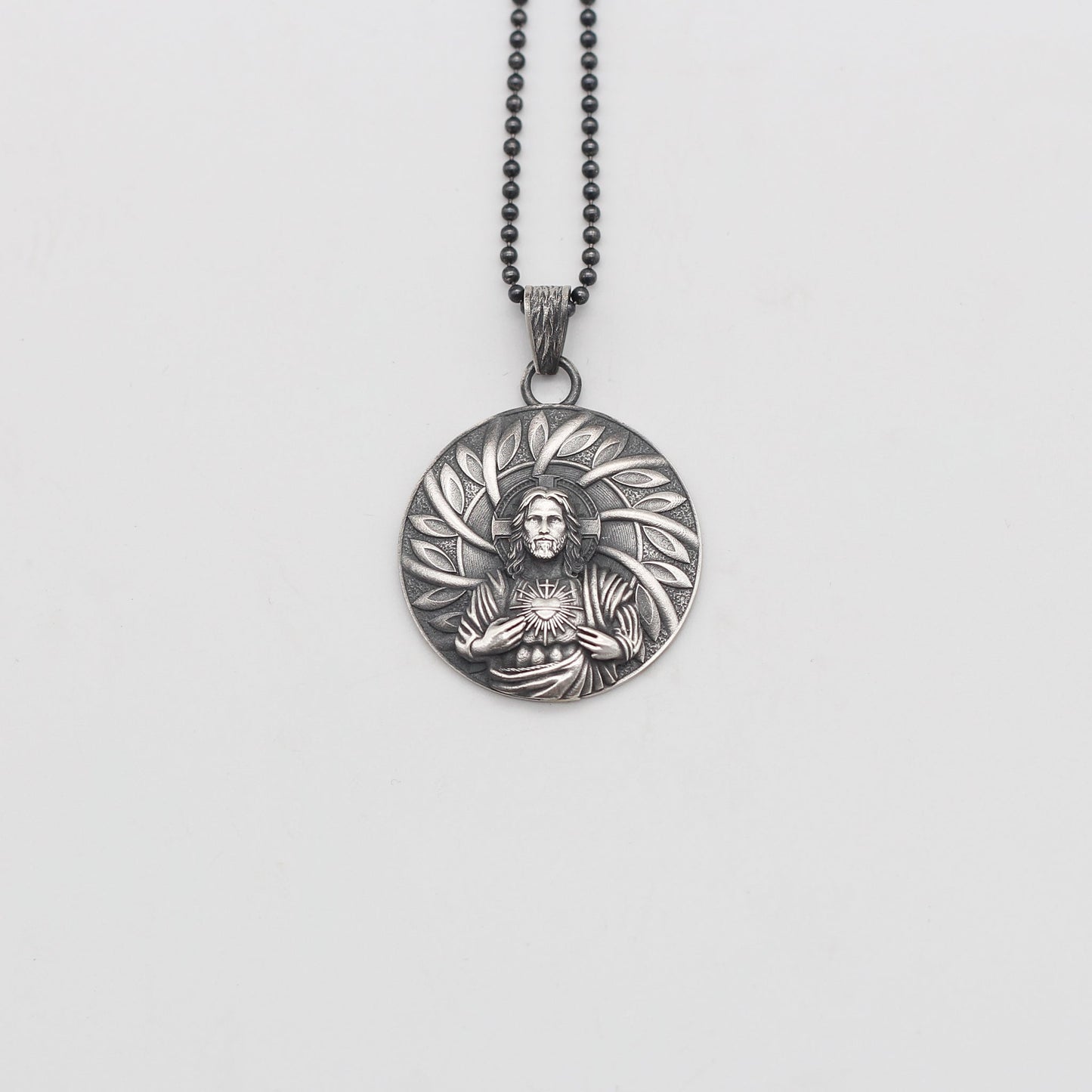 925K Silver Christian Medallion,Solid Silver Jesus Pendant