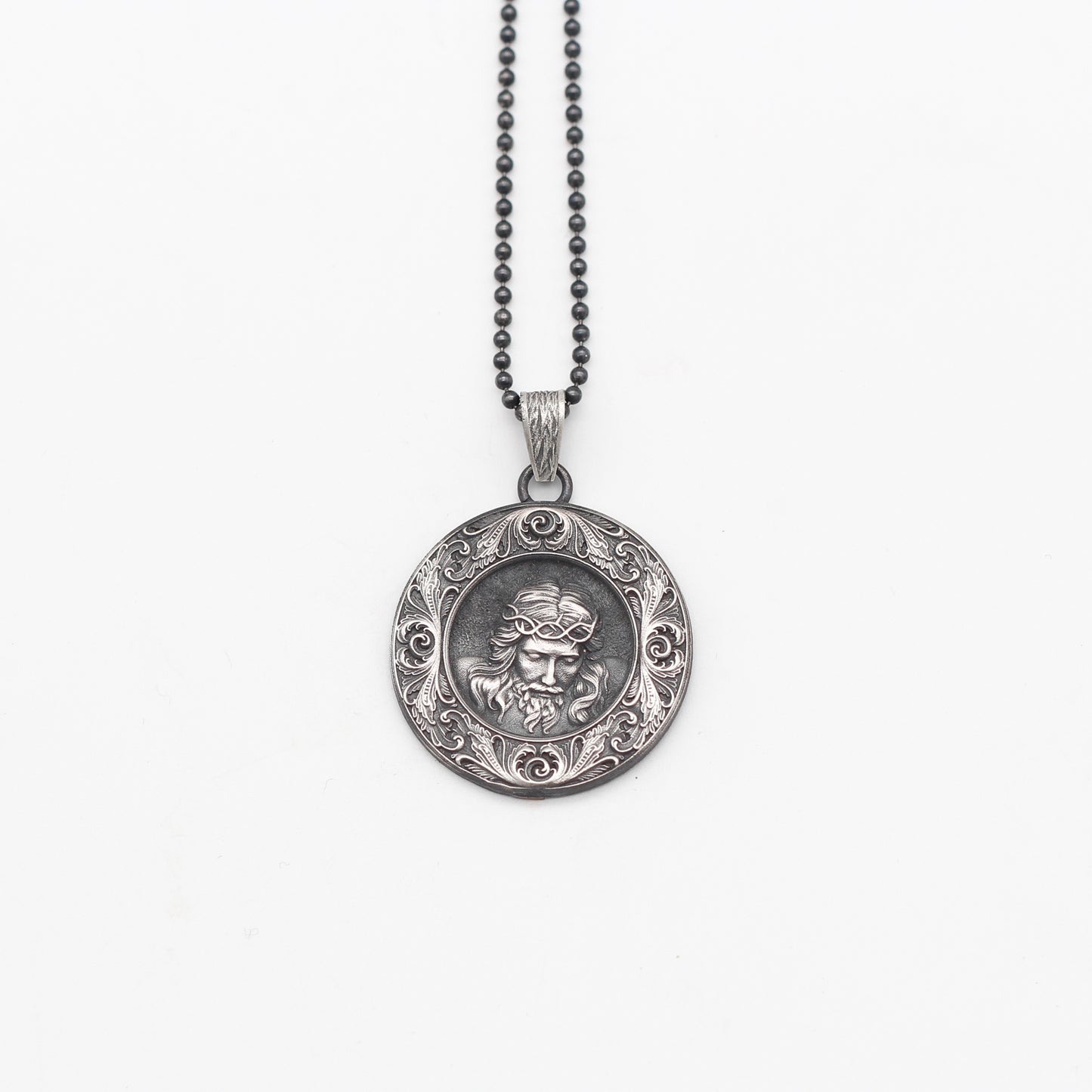 925K Sterling Silver Jesus Necklace, Christian Men Necklace