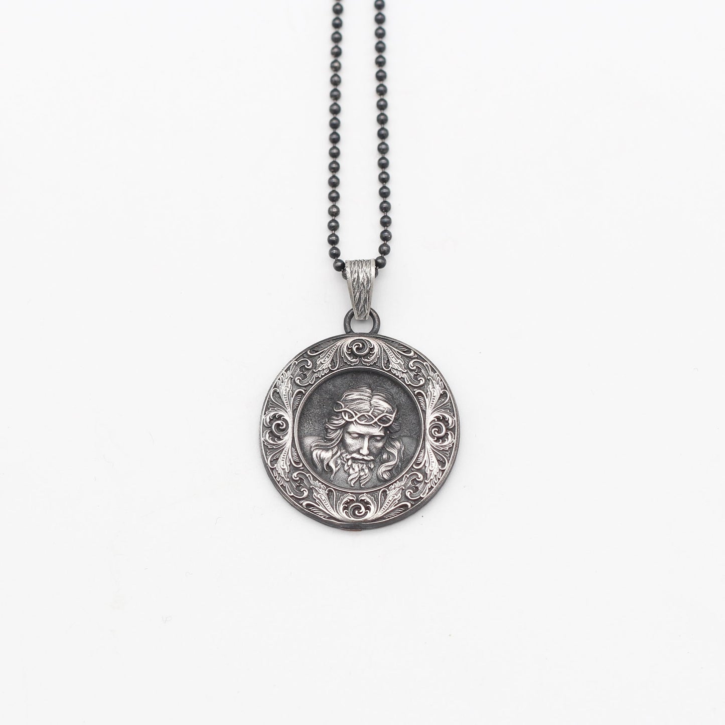 925K Sterling Silver Jesus Necklace, Christian Men Necklace