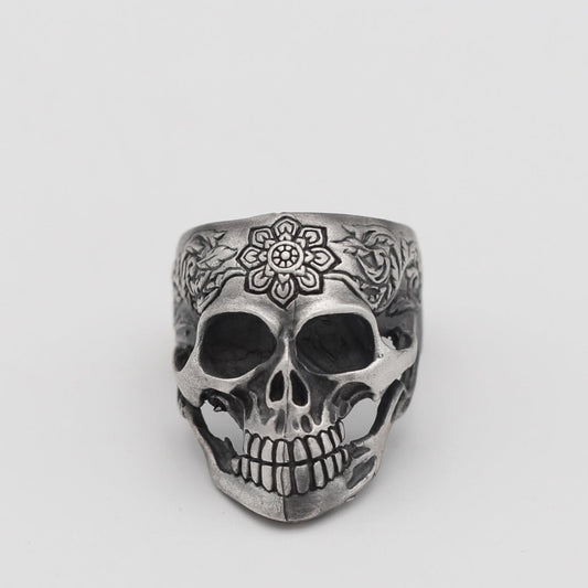 Skull Biker Ring, 925 Sterling Silver Gothic Jewelry, Unique Skull Head Men Ring