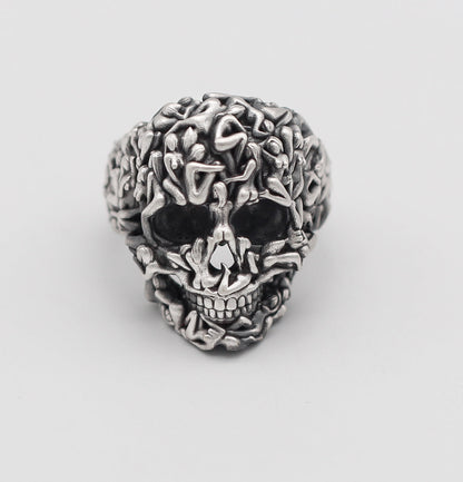 Skull With The Naked Girls Ring, One Of A Kind Gothic Ring For Men